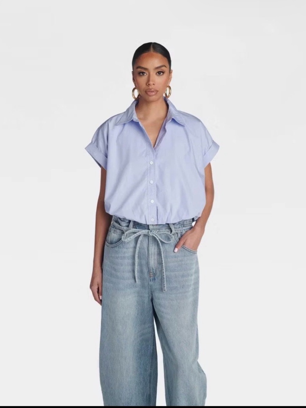 KBB by KAHLANA Women's 'The Cropped Bubble Shirt' - Medium - Picture 3 of 4